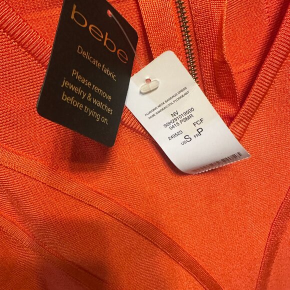 NWT Bebe Mini Bandage Dress Size Small in Coral - Picture 7 of 7